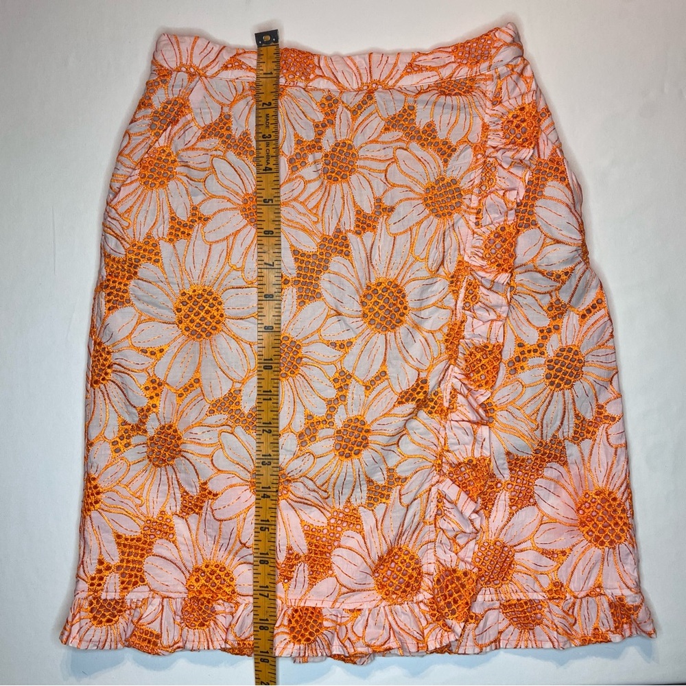 Womens Anthropologie Plenty by Tracy Reese Embroidered Floral Orange Skirt Sz XS - Picture 9 of 10